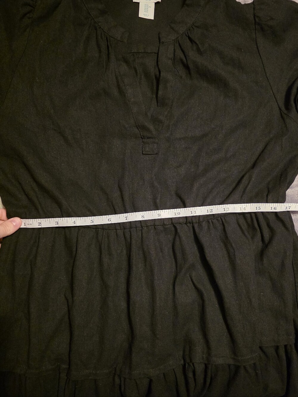 Cynthia Rowley Black Tiered Linen Dress - Picture 5 of 8